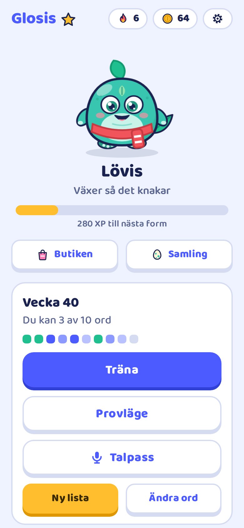 Provläget i Glosis